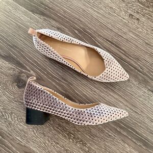 Anthropologie Pointed Toe Velour Block Heel